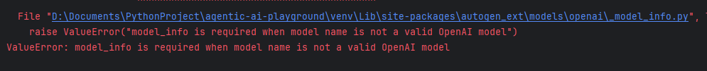 When using OpenAIChatCompletionClient, you need to specify an OpenAI model.