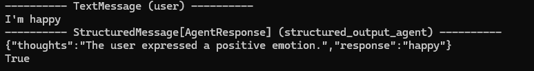 AutoGen generated StructuredMessage this time.