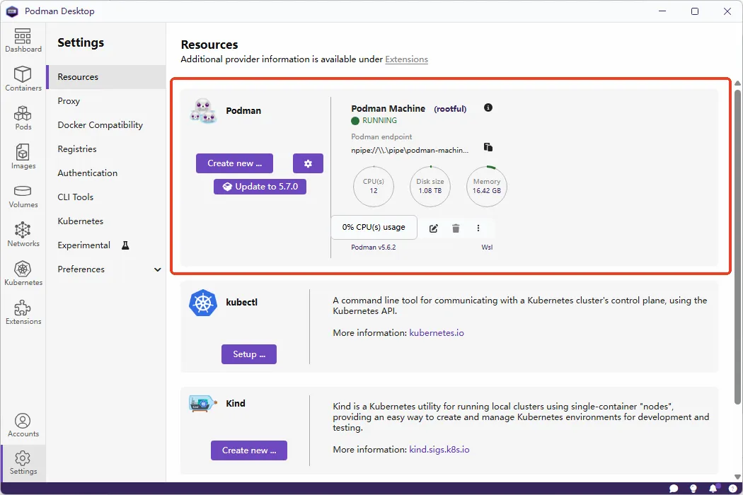 If you see this screen, it means your Podman Desktop is already installed.