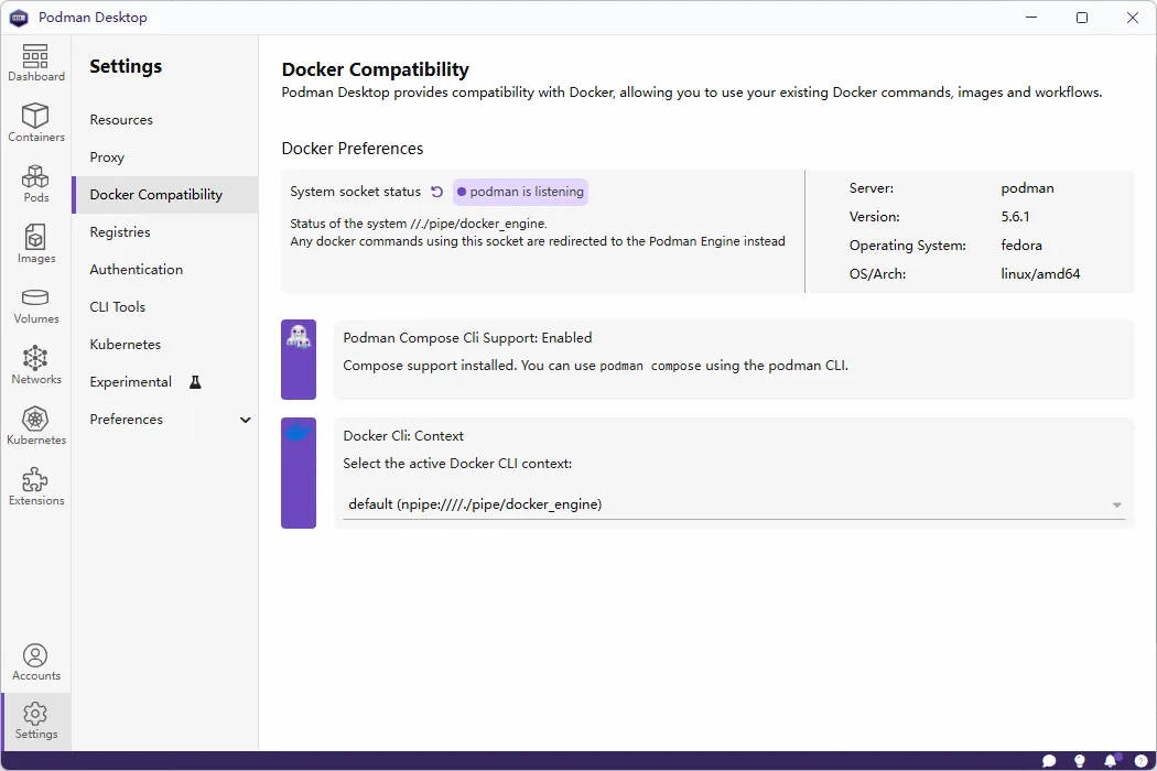 We use the Docker SDK to manage containers in our agent framework, so make sure Docker Compatibility is turned on.