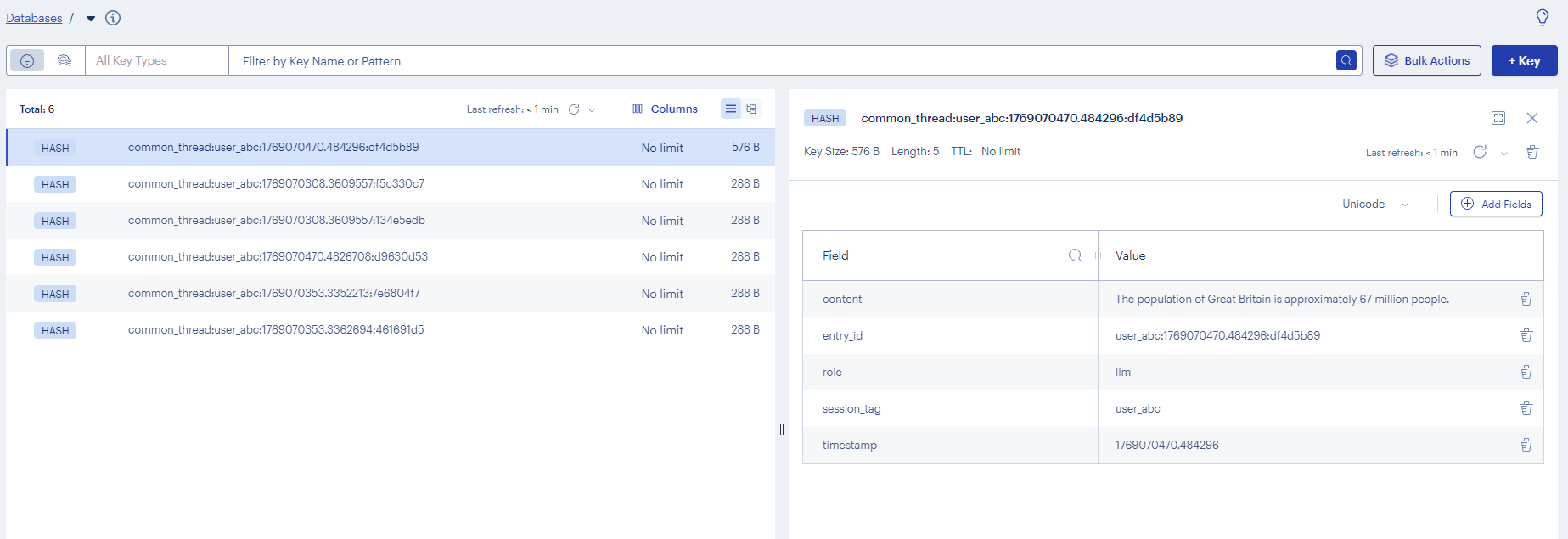 How the cache is stored in Redis.